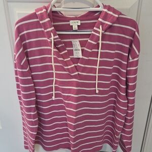 J.Crew Pink and White Striped Top With Hood